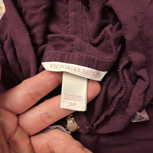 Victoria's Secret Burgundy Sweatshirt Full Zip Hoodie Angel Wings Size S Y2K - Picture 4 of 6